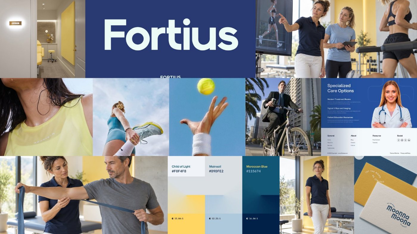 Moodboard der Marke Wendt in Marineblau und Signalgelb